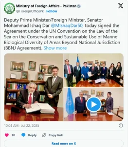 Pakistan Signs UN BBNJ Treaty for Marine Biodiversity Protection