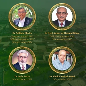 Aga Khan University Celebrates National Pride and Salutes Faculty’s Service to Pakistan KARACHI: On the occasion of Pakistan’s 78th Independence Day, Aga Khan University marked the national celebration with a heartfelt tribute to its faculty and staff who have played a vital role in the country’s progress. The event reflected the University’s long-standing mission to serve the nation through education, healthcare, and social development. Since its inception, Aga Khan University has remained committed to uplifting communities across Pakistan. With the directions of its Chancellors, in 1991 the Government of Pakistan acknowledged the first recognition to the institution just after eight years of its establishment. Over the years, its faculty and staff have collectively earned 31 prestigious civil awards, honouring their exceptional service to the country. The University’s contributions span a wide spectrum: pioneering efforts to combat malnutrition and stunting, advancing healthcare standards, improving educational opportunities, and responding to national crises. It could be earthquakes, floods or an entire pandemic and Aga Khan University was always on the frontline to conduct relief and recovery operations, standing by the people of Pakistan. Speaking on the occasion, the University leadership expressed pride in these achievements and reaffirmed its pledge to continue building a brighter, stronger future for the nation. This Independence Day celebration not only honoured the institution’s legacy but also highlighted its unwavering commitment to Pakistan’s development.