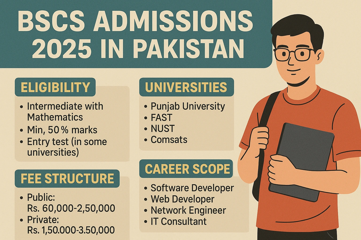 BSCS Admissions 2025 in Pakistan – Eligibility, Universities, Fee Structure & Career Scope