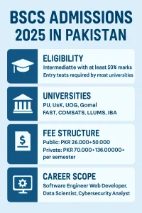 BSCS Admissions 2025 in Pakistan – Eligibility, Universities, Fee Structure & Career Scope 